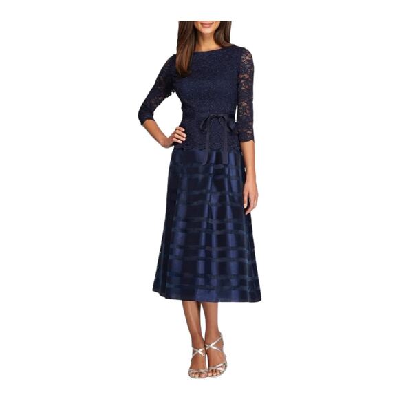 Alex Evenings Dress Mixed Media Fit flare blue size 6 - Picture 1 of 9